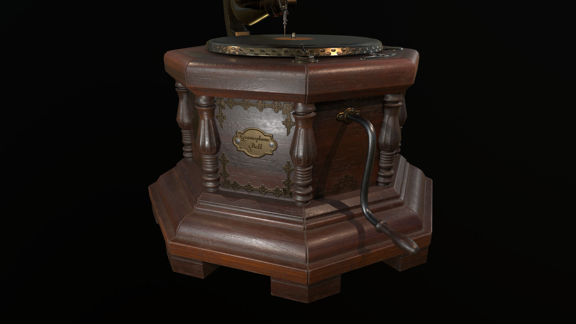 Gramophone Low-poly 3D model_3