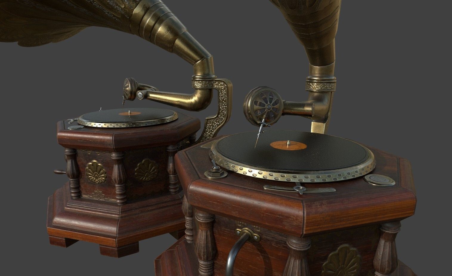 Gramophone Low-poly 3D model_2