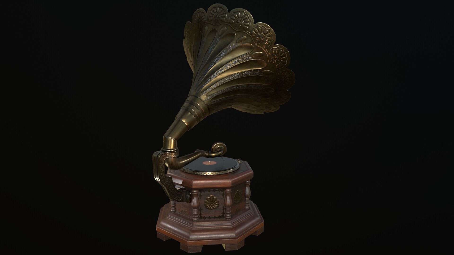 Gramophone Low-poly 3D model_4