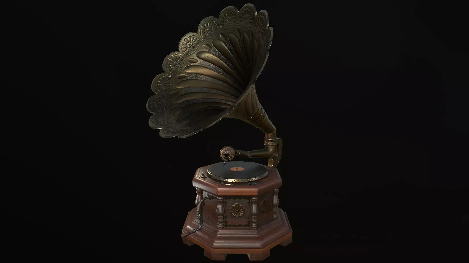 Gramophone Low-poly 3D model_0