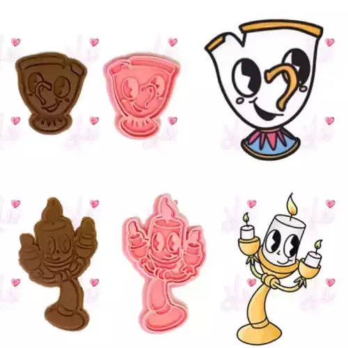 BEAUTY AND THE BEAST LUMIERE CANDLE  AND CHIP COOKIE CUTTER  3D print model