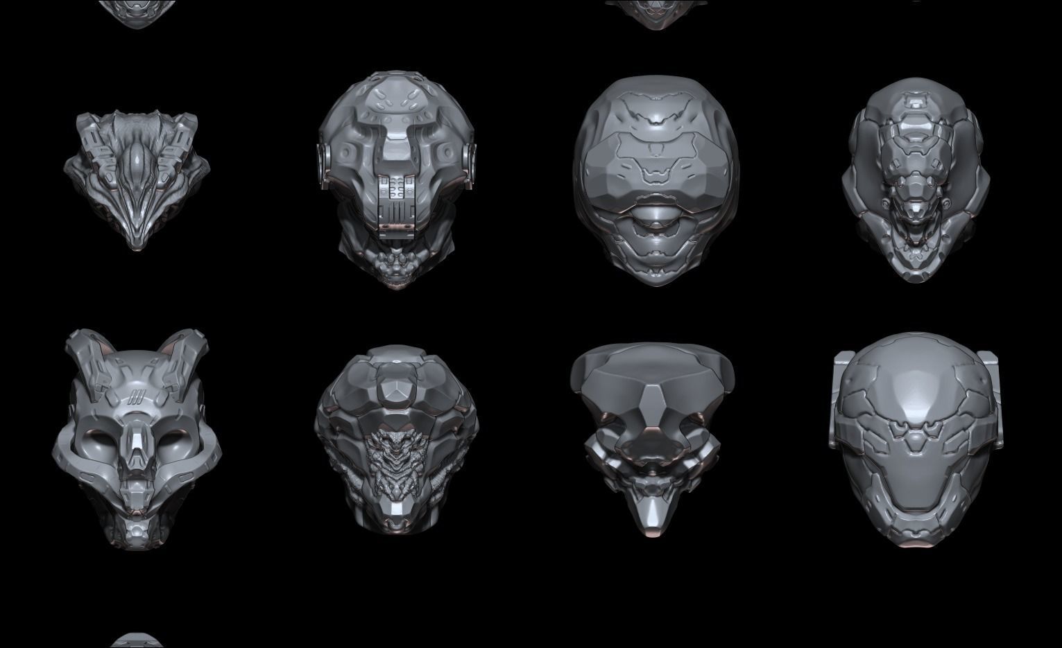 58 Mech Horror Heads IMM-Brush For Zbrush - OBJ and FBX Version 3D model_6
