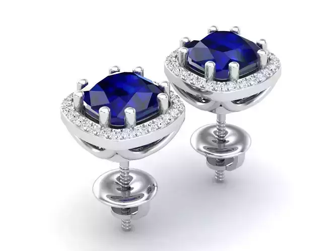 cushion shape halo diamond earrings for woman