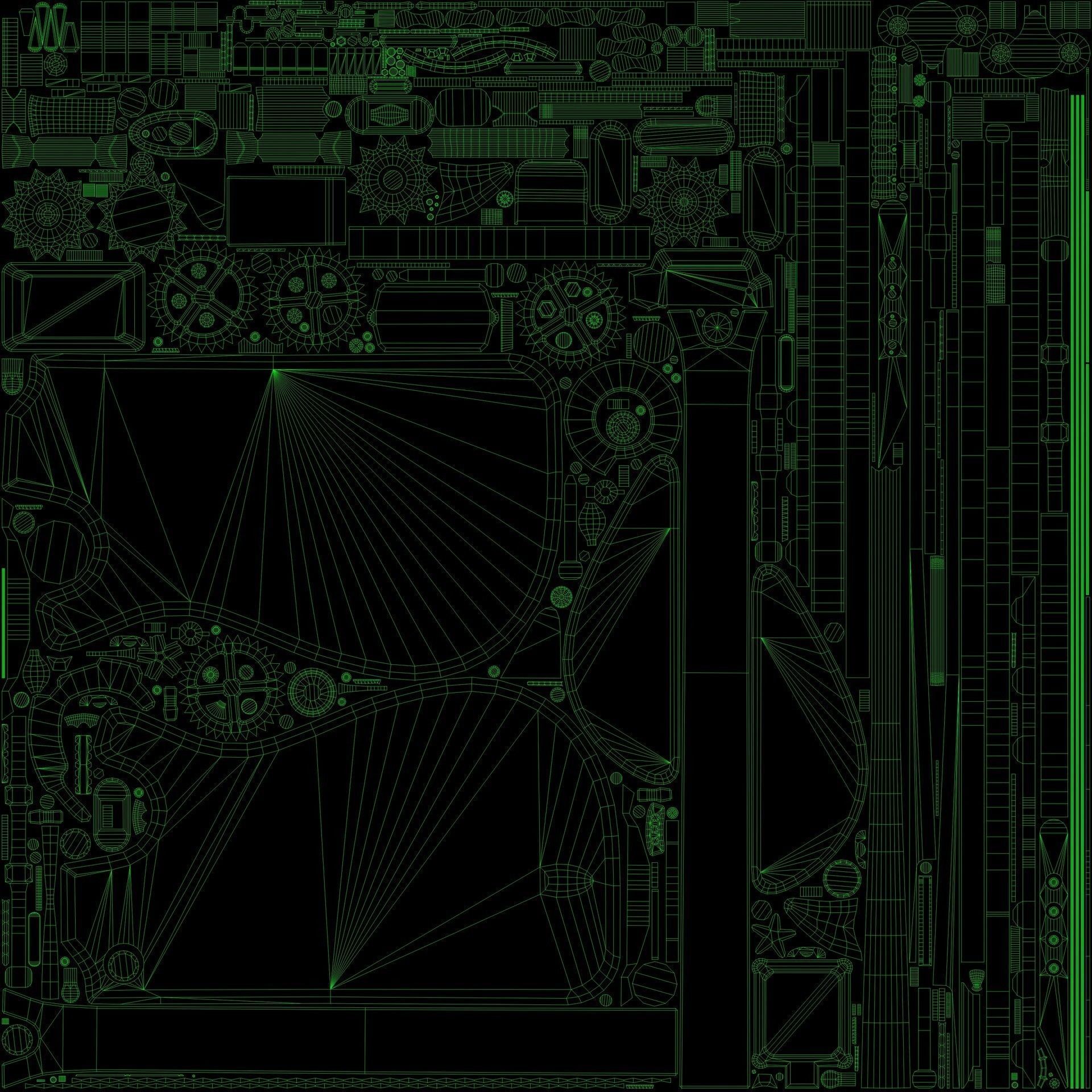 Steampunk guitar Low-poly 3D model_7