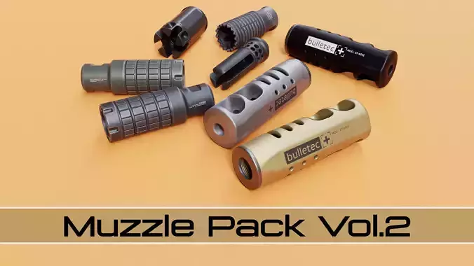 Muzzle Brake Pack Vol 2 Low-poly 3D model