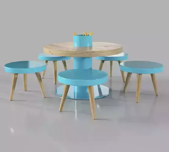 Children Kids drawing table with penholder and chair