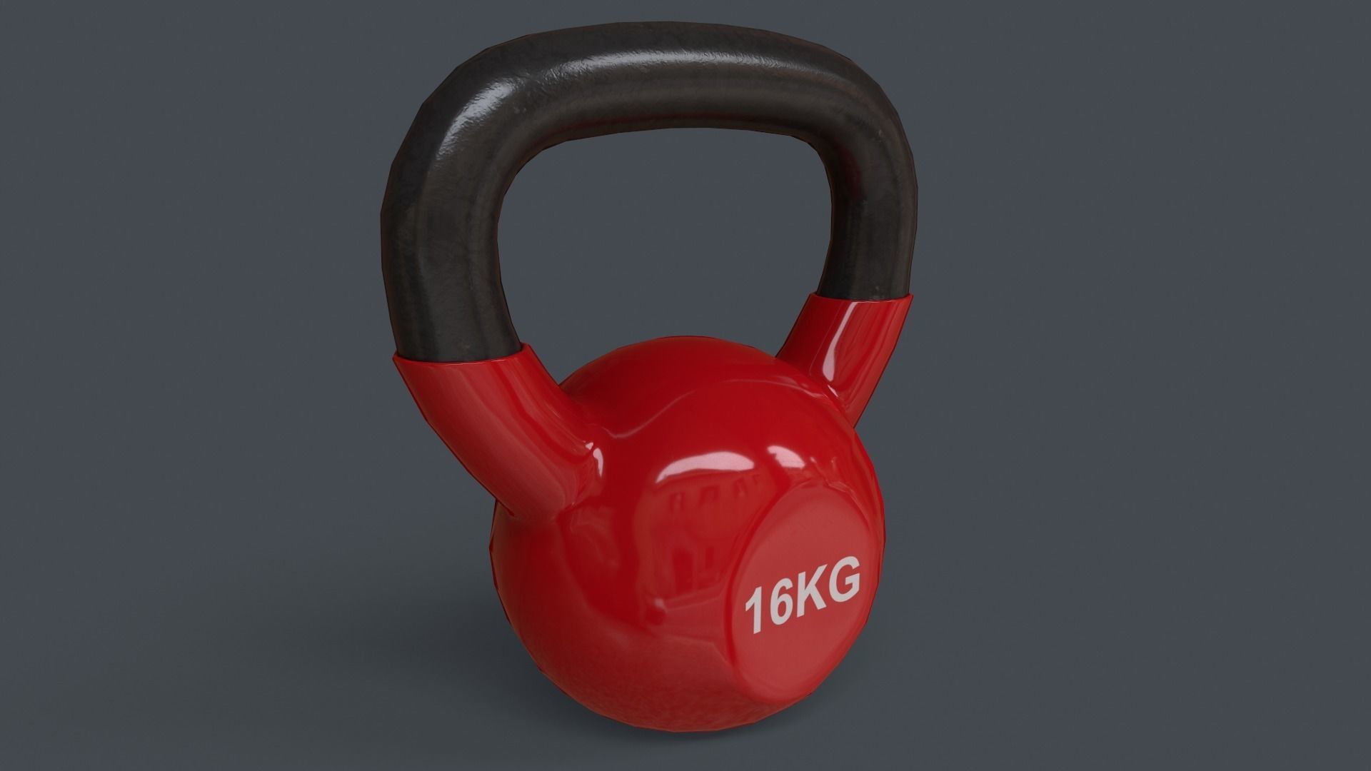 PBR 4-16KG Kettlebell V1 - Red Low-poly 3D model_26