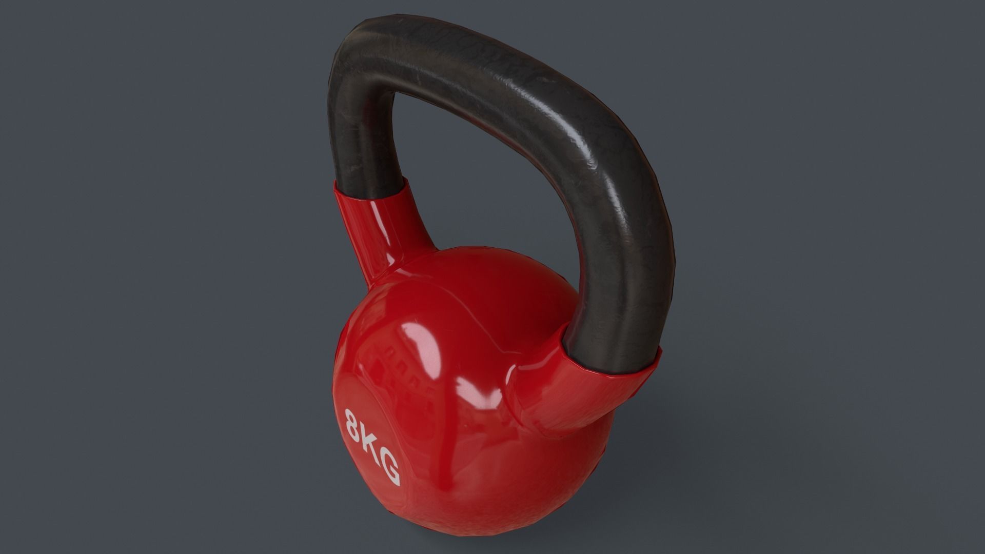 PBR 4-16KG Kettlebell V1 - Red Low-poly 3D model_17