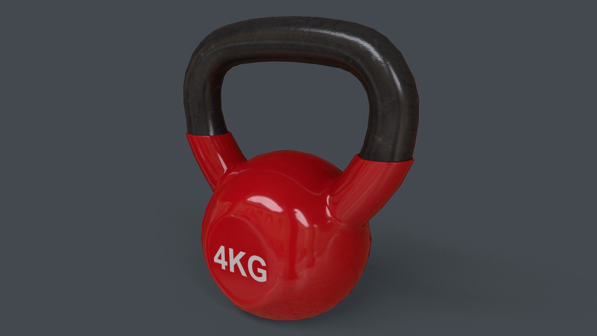 PBR 4-16KG Kettlebell V1 - Red Low-poly 3D model_8