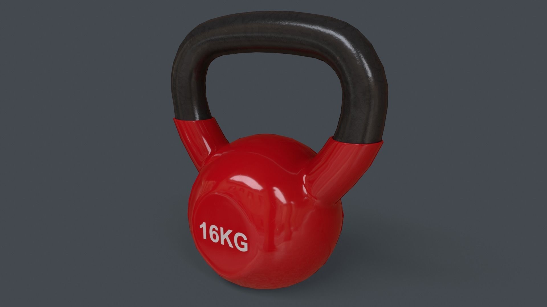 PBR 4-16KG Kettlebell V1 - Red Low-poly 3D model_28