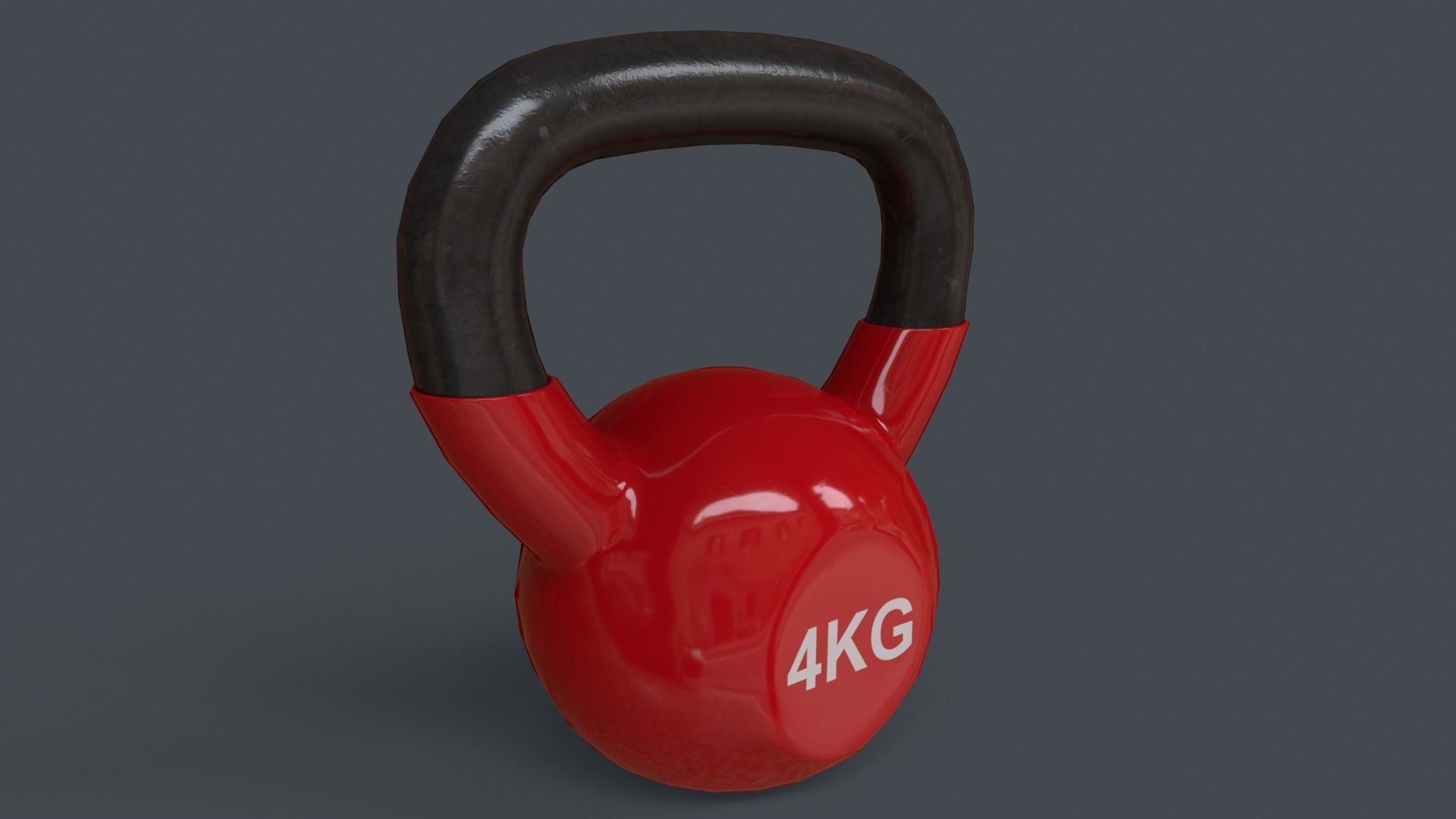 PBR 4-16KG Kettlebell V1 - Red Low-poly 3D model_6