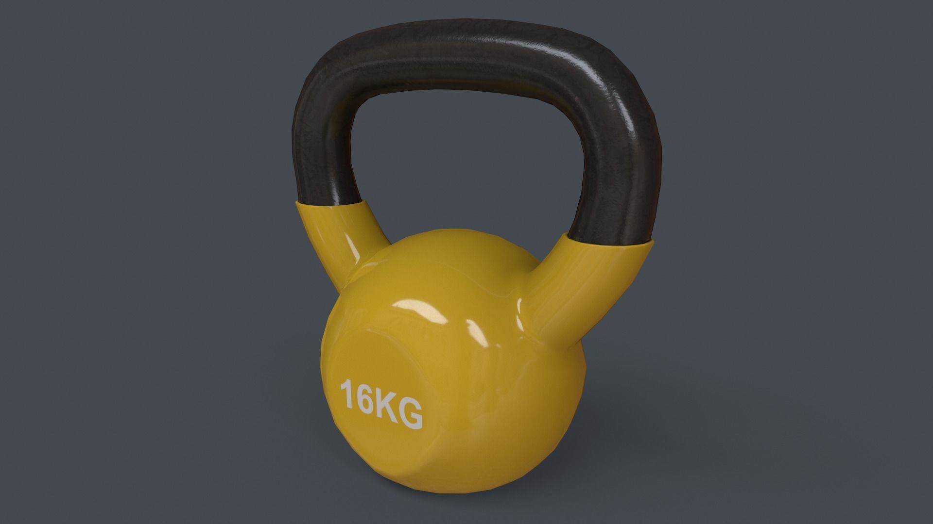 PBR 4-16KG Kettlebell V1 - Yellow Low-poly 3D model_28