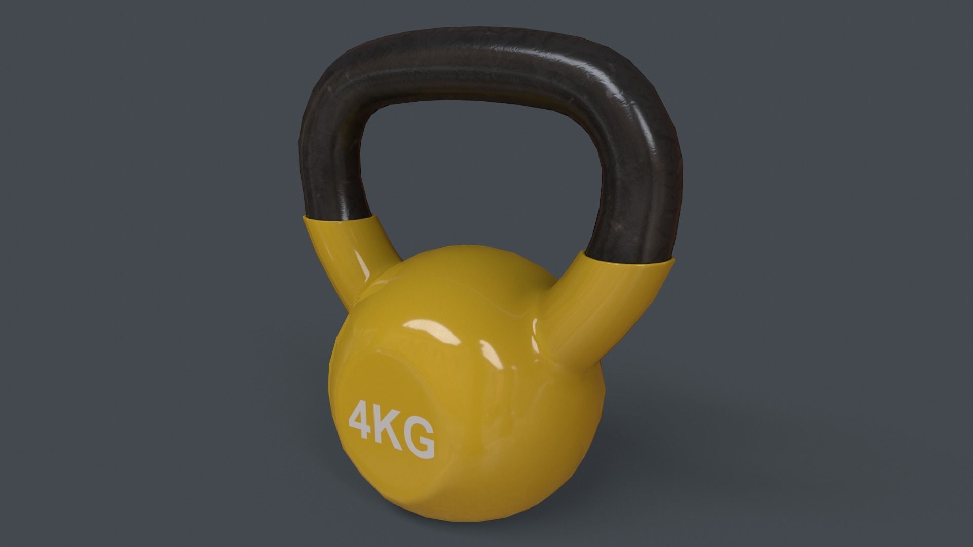 PBR 4-16KG Kettlebell V1 - Yellow Low-poly 3D model_8