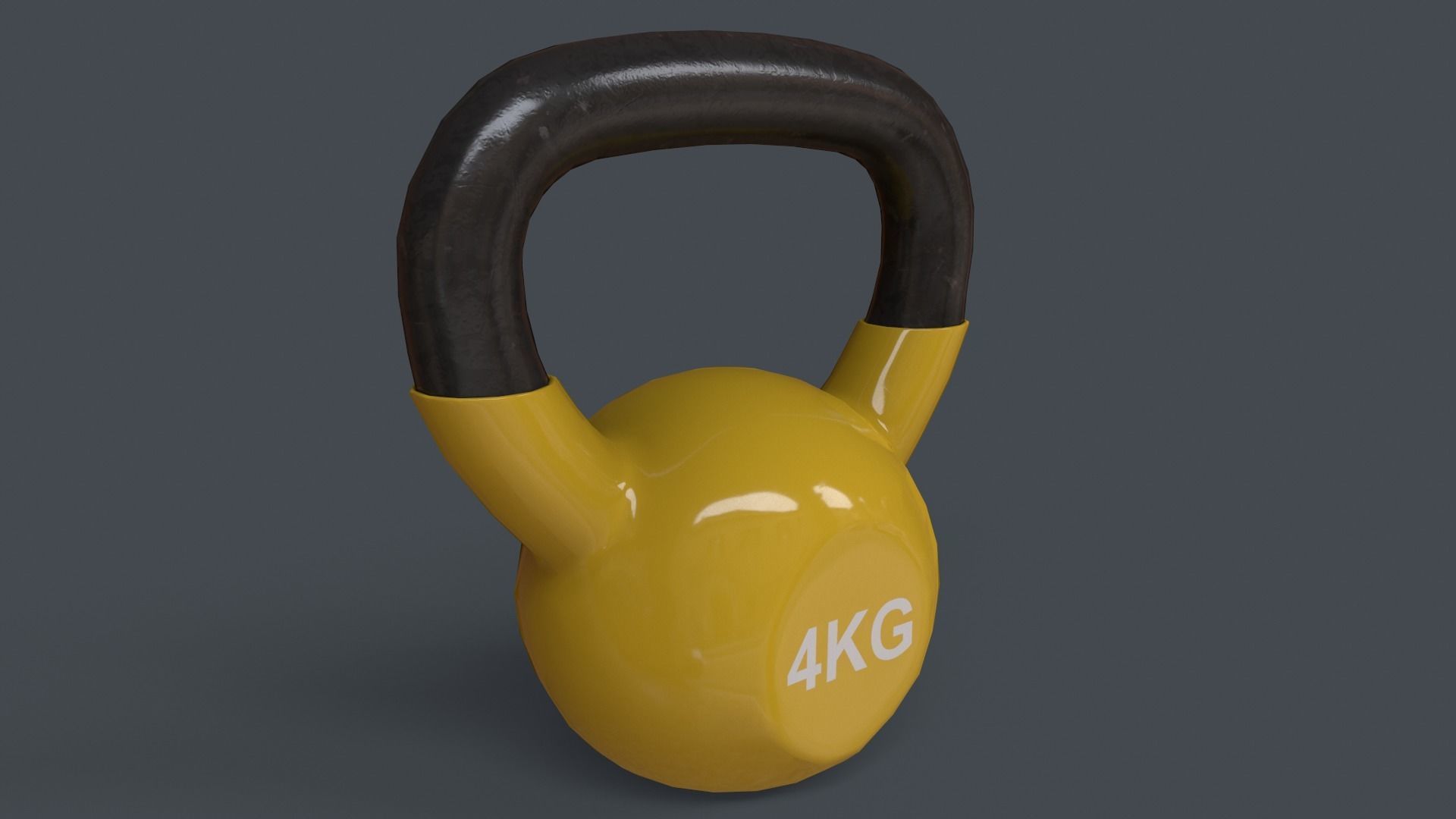 PBR 4-16KG Kettlebell V1 - Yellow Low-poly 3D model_6