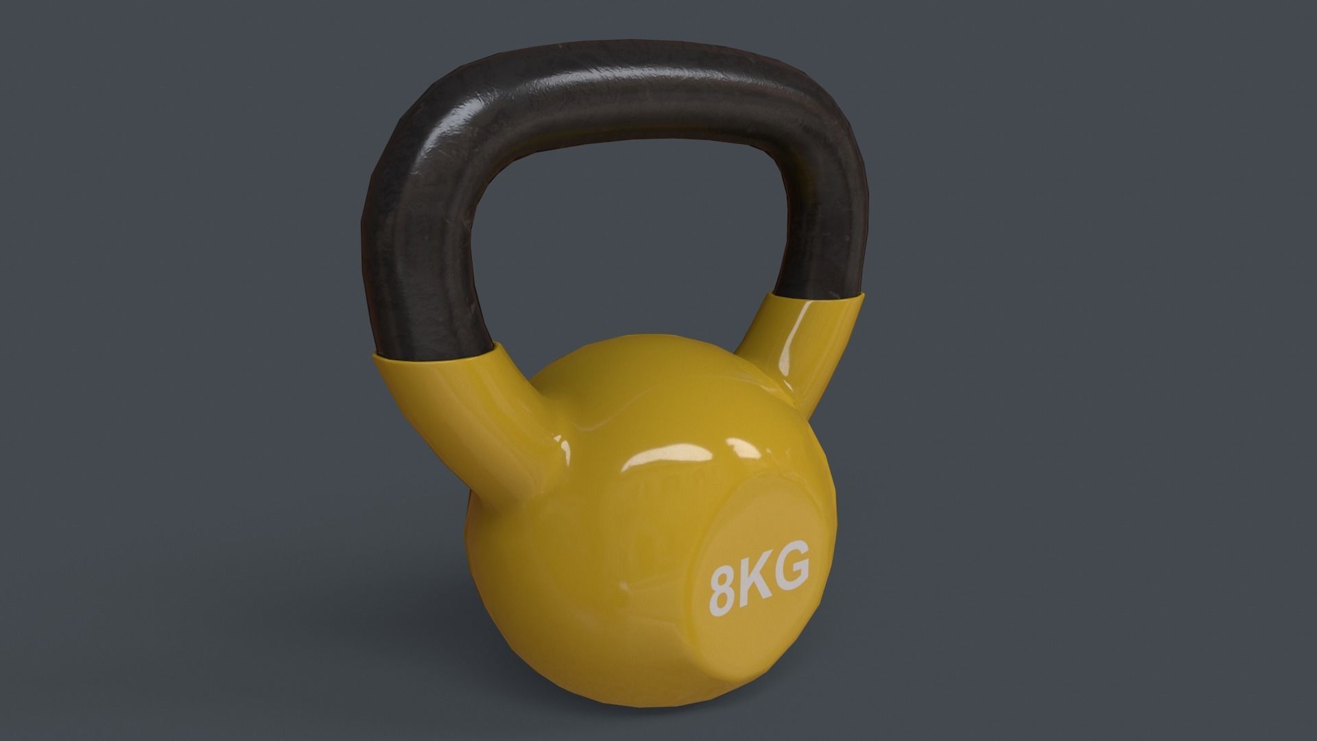 PBR 4-16KG Kettlebell V1 - Yellow Low-poly 3D model_14