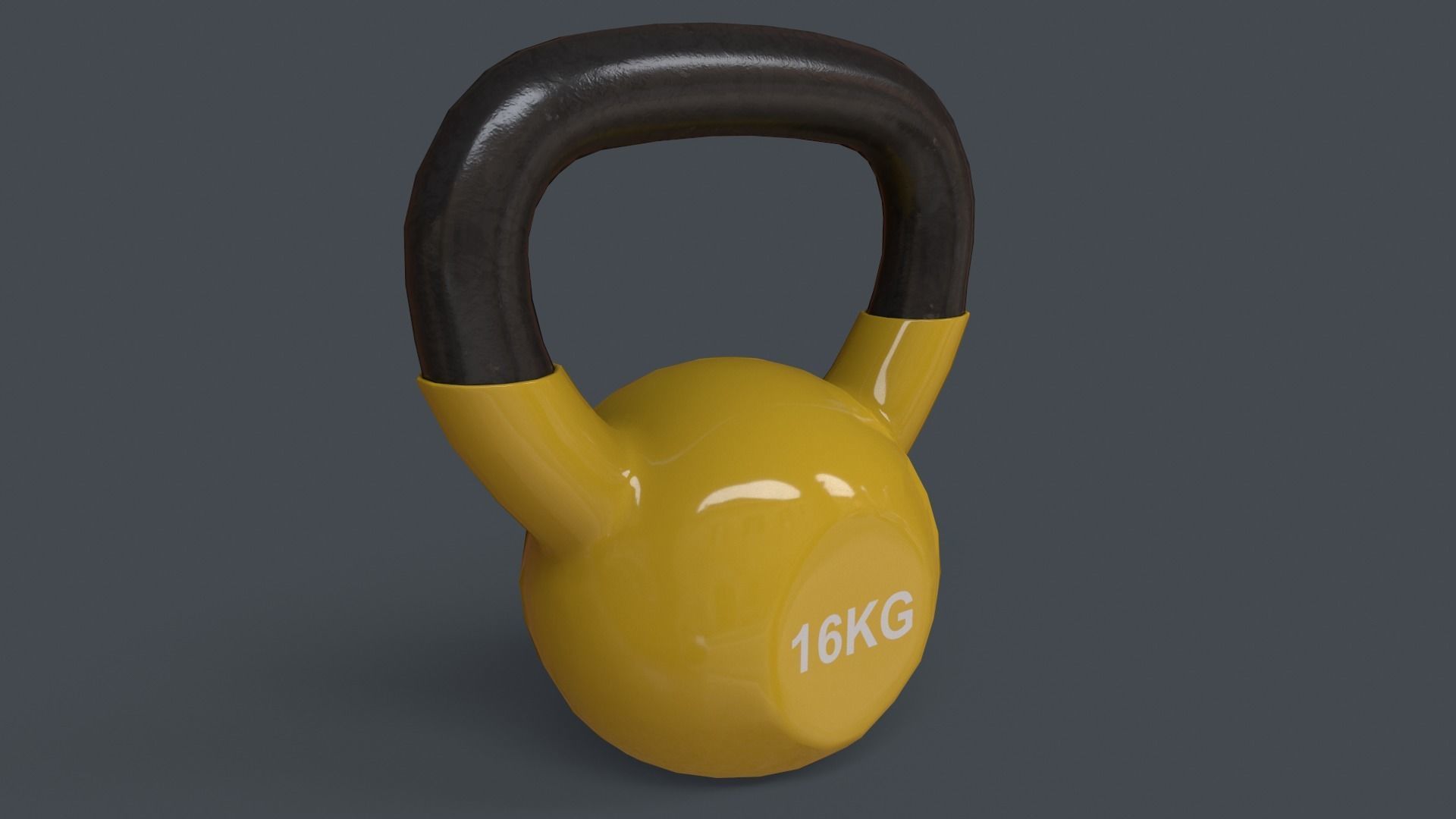 PBR 4-16KG Kettlebell V1 - Yellow Low-poly 3D model_26