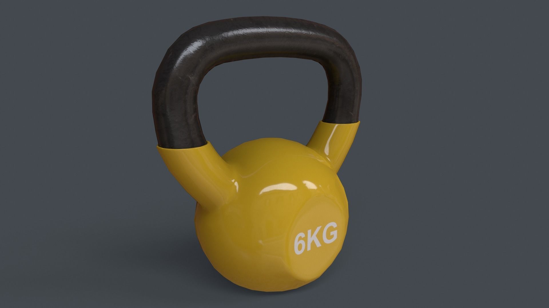 PBR 4-16KG Kettlebell V1 - Yellow Low-poly 3D model_10