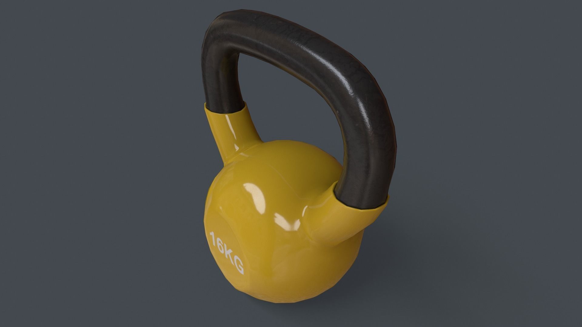 PBR 4-16KG Kettlebell V1 - Yellow Low-poly 3D model_29