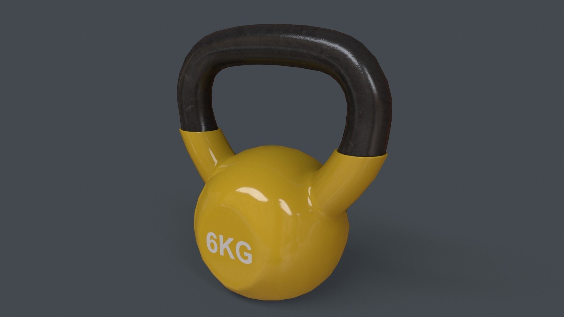 PBR 4-16KG Kettlebell V1 - Yellow Low-poly 3D model_12