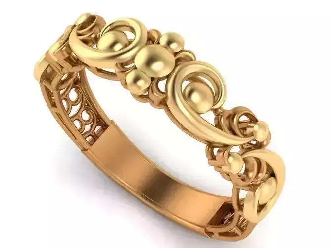 jewllery gold ring with swirls and flowers