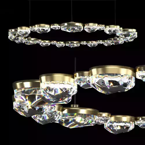 Aladdin Circle ChandelierCrystal Glass and Brass Handmade