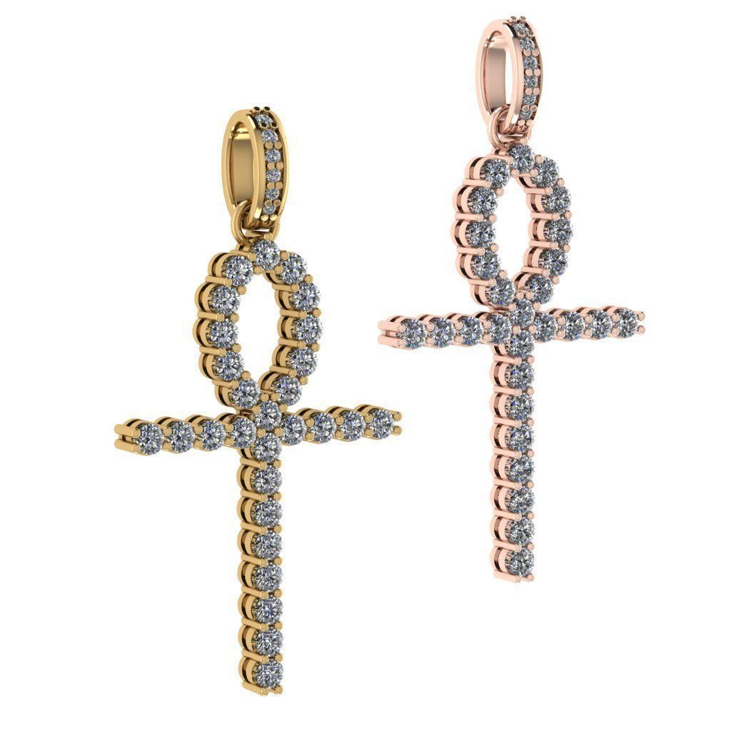 Ankh Diamond Cross Pendant 3D print model_2