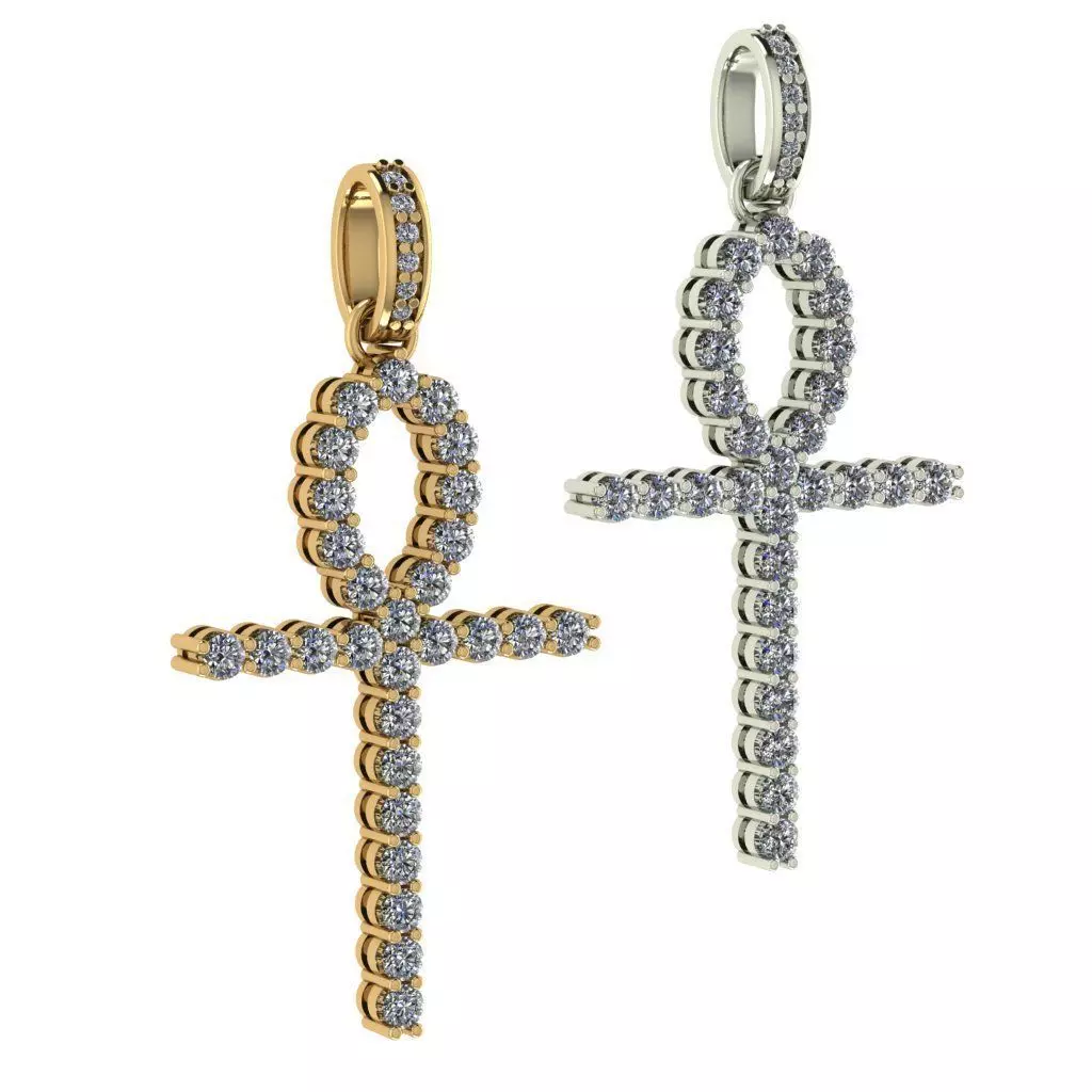 Ankh Diamond Cross Pendant 3D print model_0
