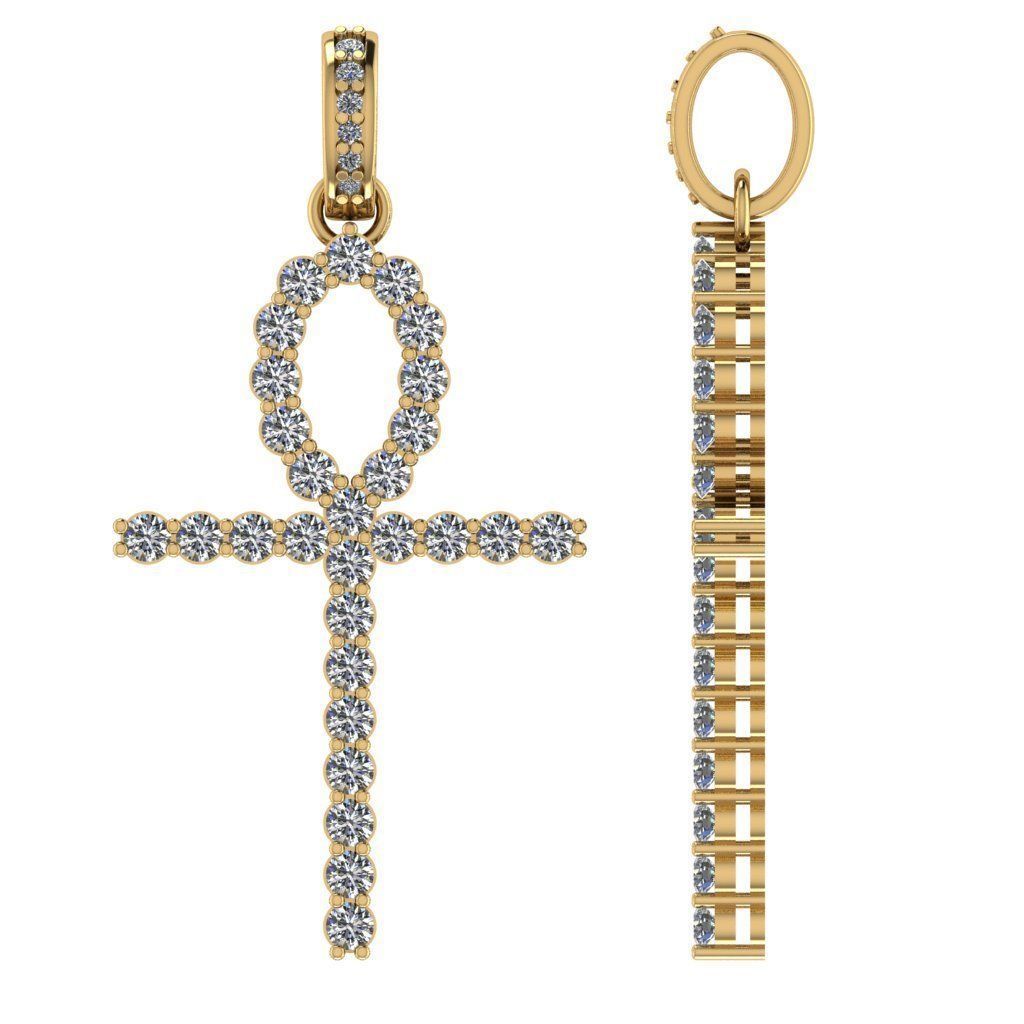 Ankh Diamond Cross Pendant 3D print model_4