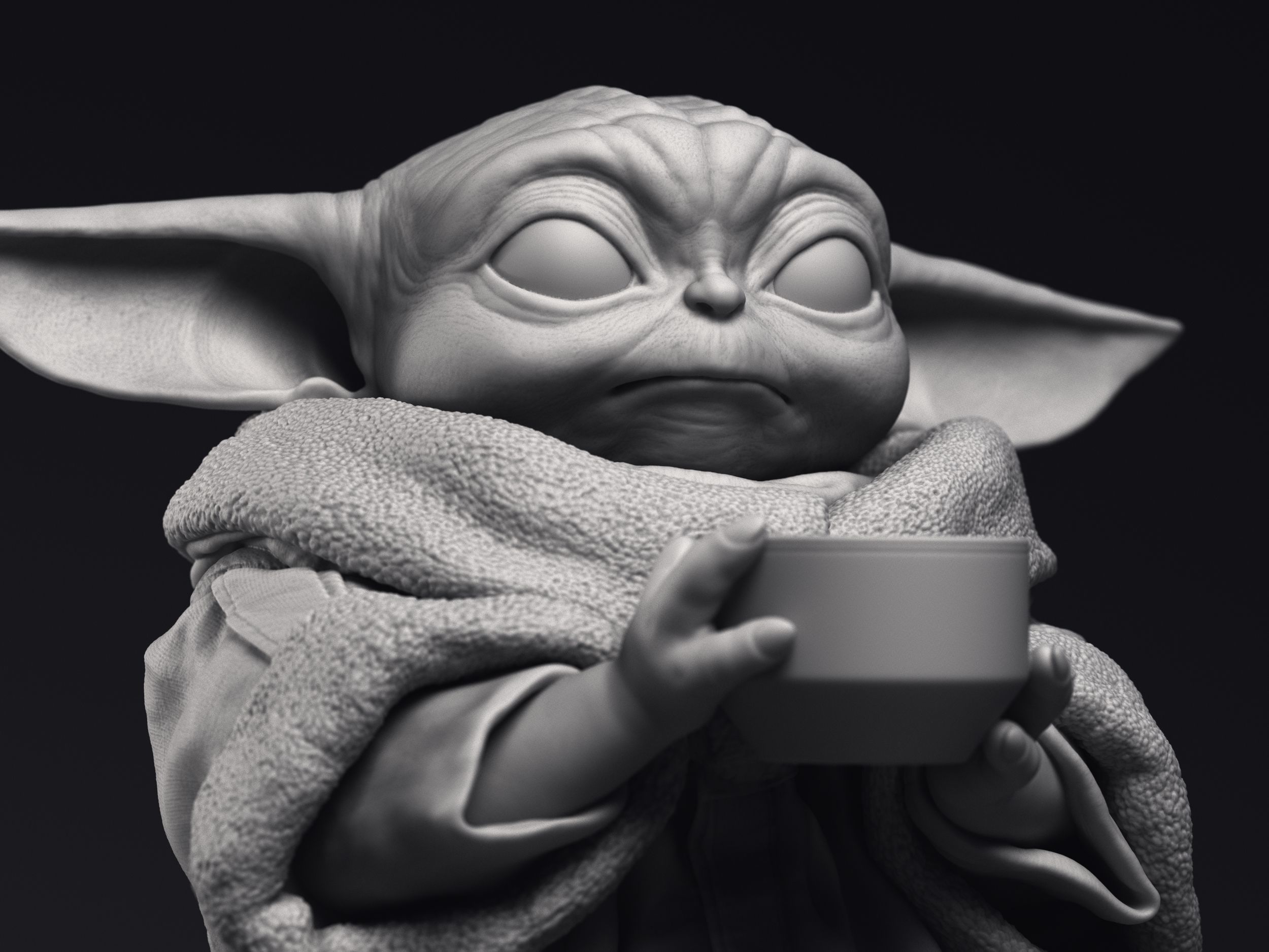 GROGU Baby Yoda bowl Printable 3D Model 3D print model_6