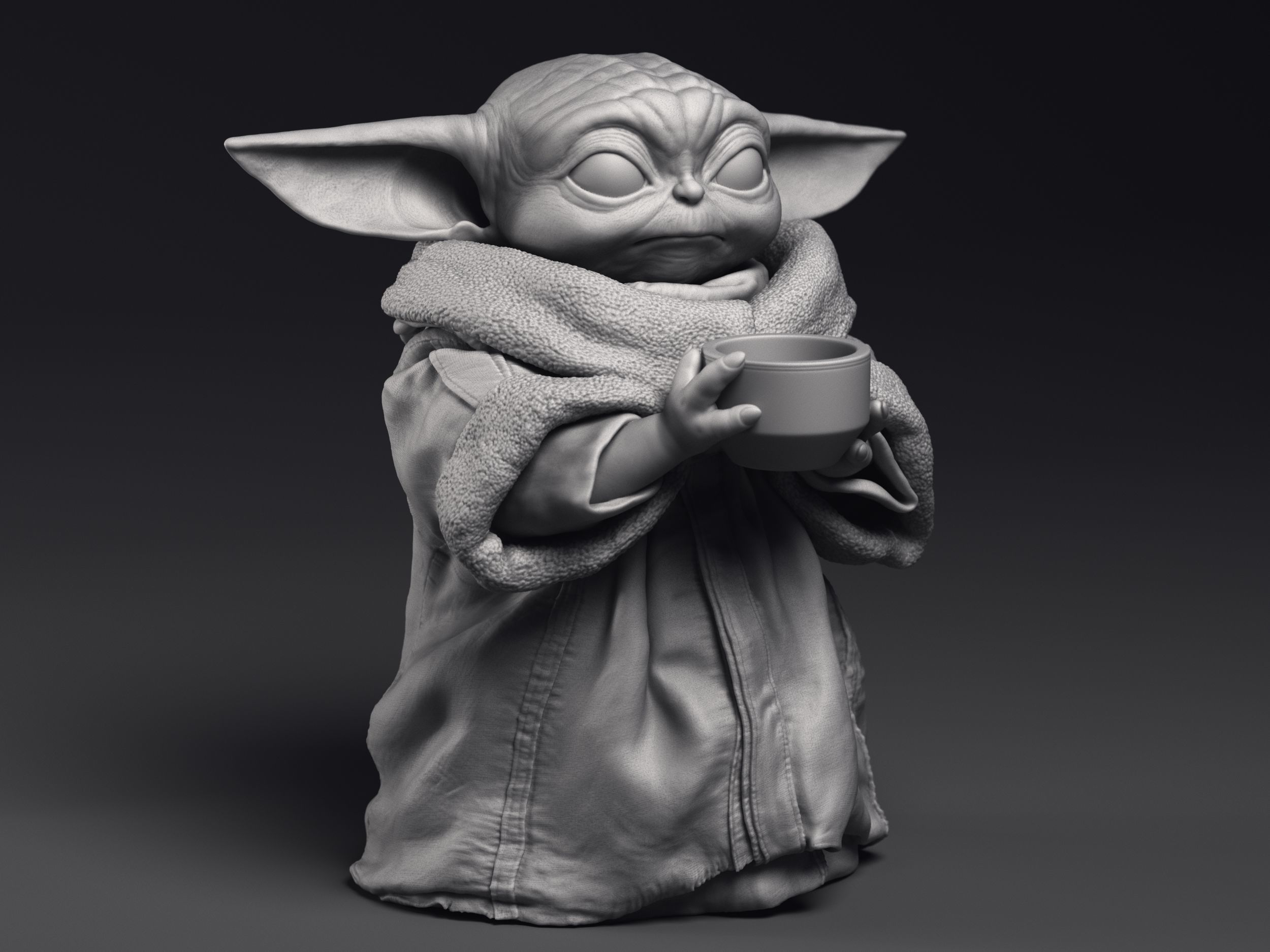 GROGU Baby Yoda bowl Printable 3D Model 3D print model_3