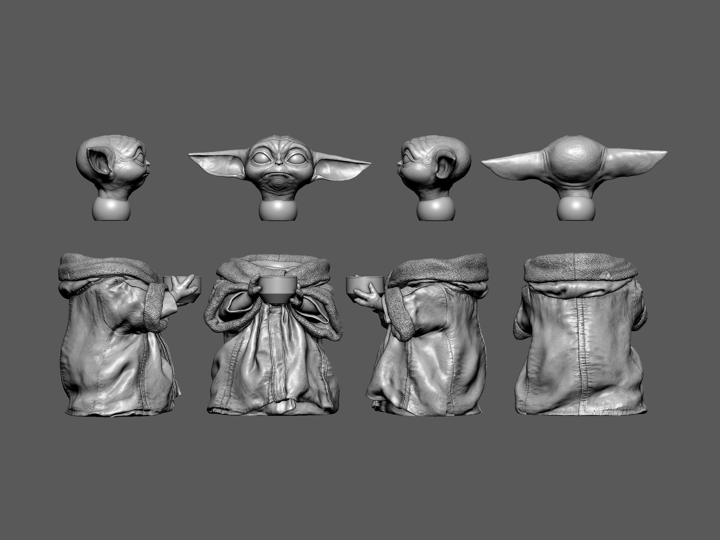 GROGU Baby Yoda bowl Printable 3D Model 3D print model_9