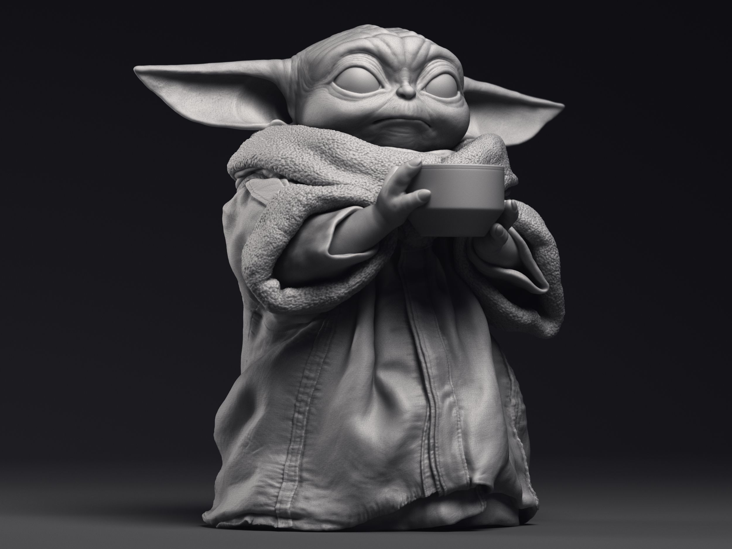 GROGU Baby Yoda bowl Printable 3D Model 3D print model_2
