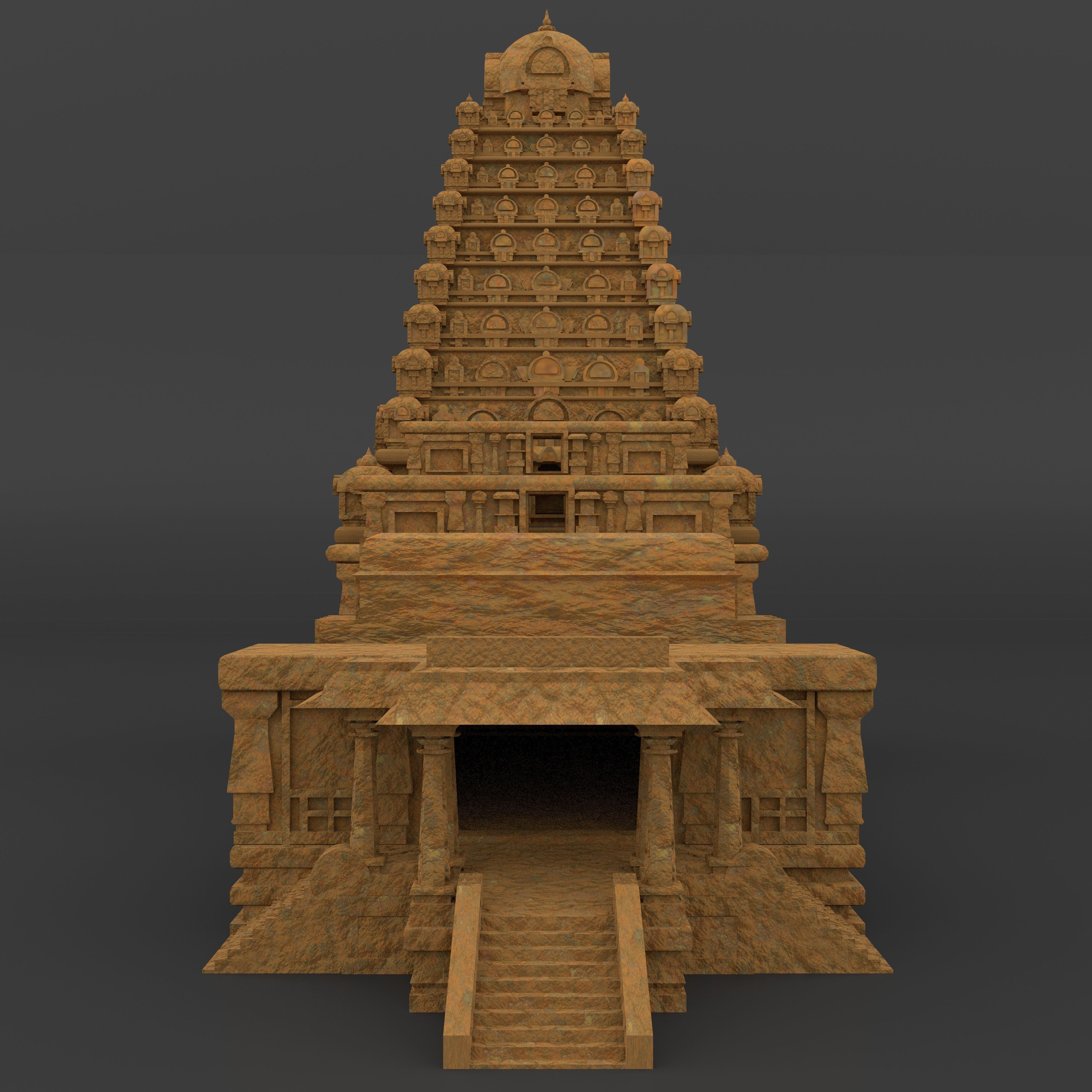 Tanjore Big Temple  Low-poly 3D model_2