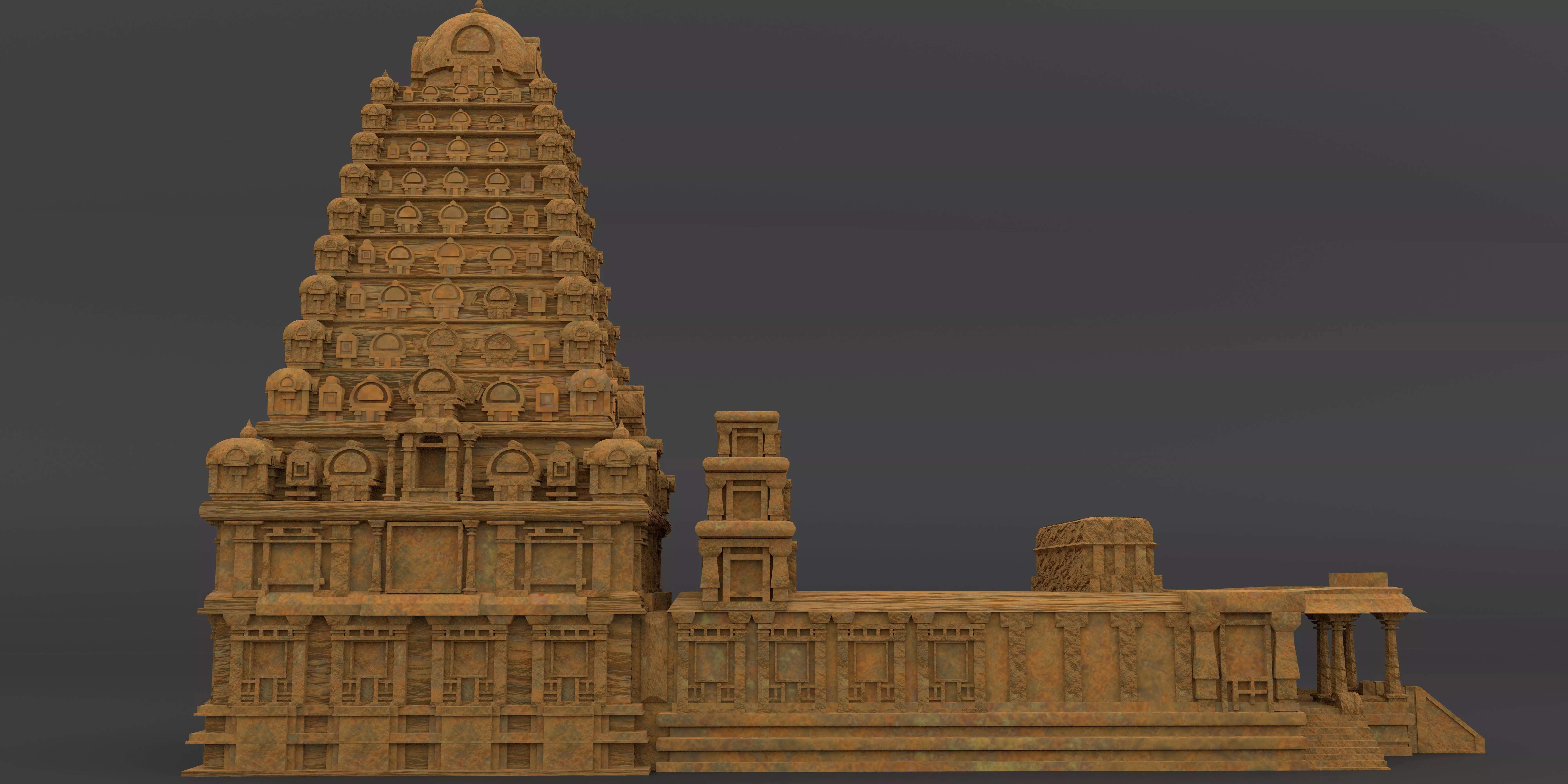 Tanjore Big Temple  Low-poly 3D model_0
