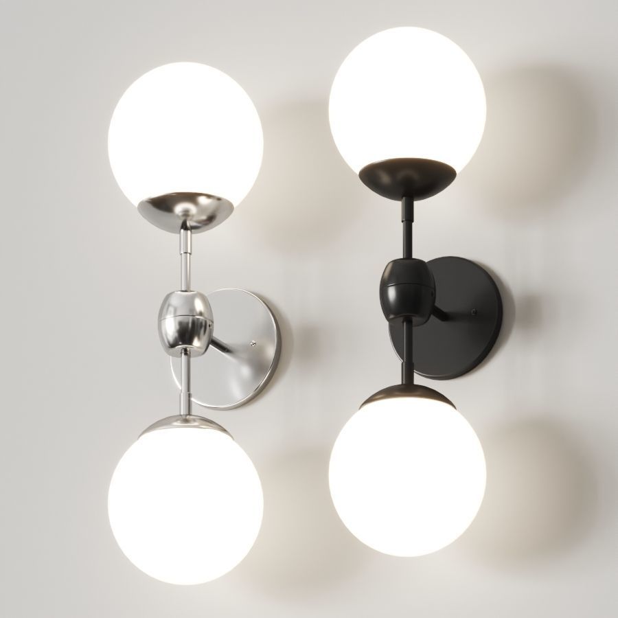 Roll and Hill Modo Sconce 2 Globes Wall Lamp 3D model_1