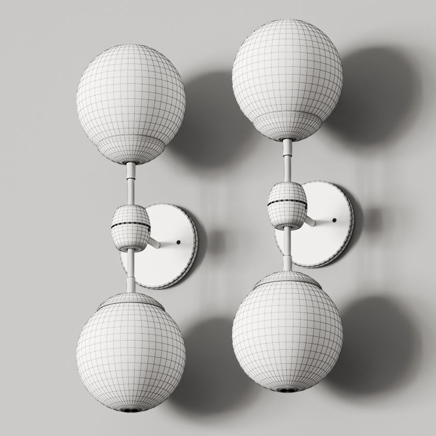Roll and Hill Modo Sconce 2 Globes Wall Lamp 3D model_2