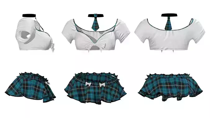 Mini Skirt Tank Top and Tie Outfit