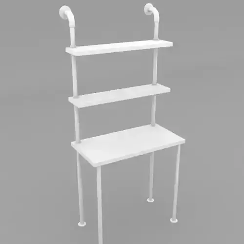 Parikh-Ladder-Desk-with-Hutch shelf with pipes
