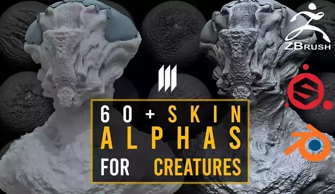 Skin Alphas For Creatures - Zbrush - Substance Painter - Blender Texture