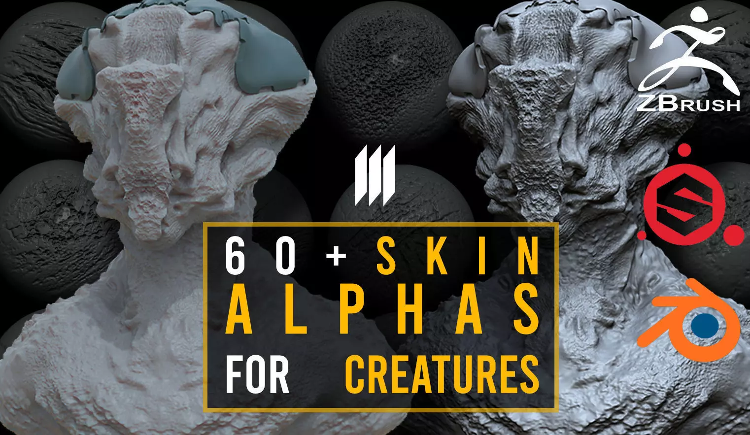 Skin Alphas For Creatures - Zbrush - Substance Painter - Blender Texture