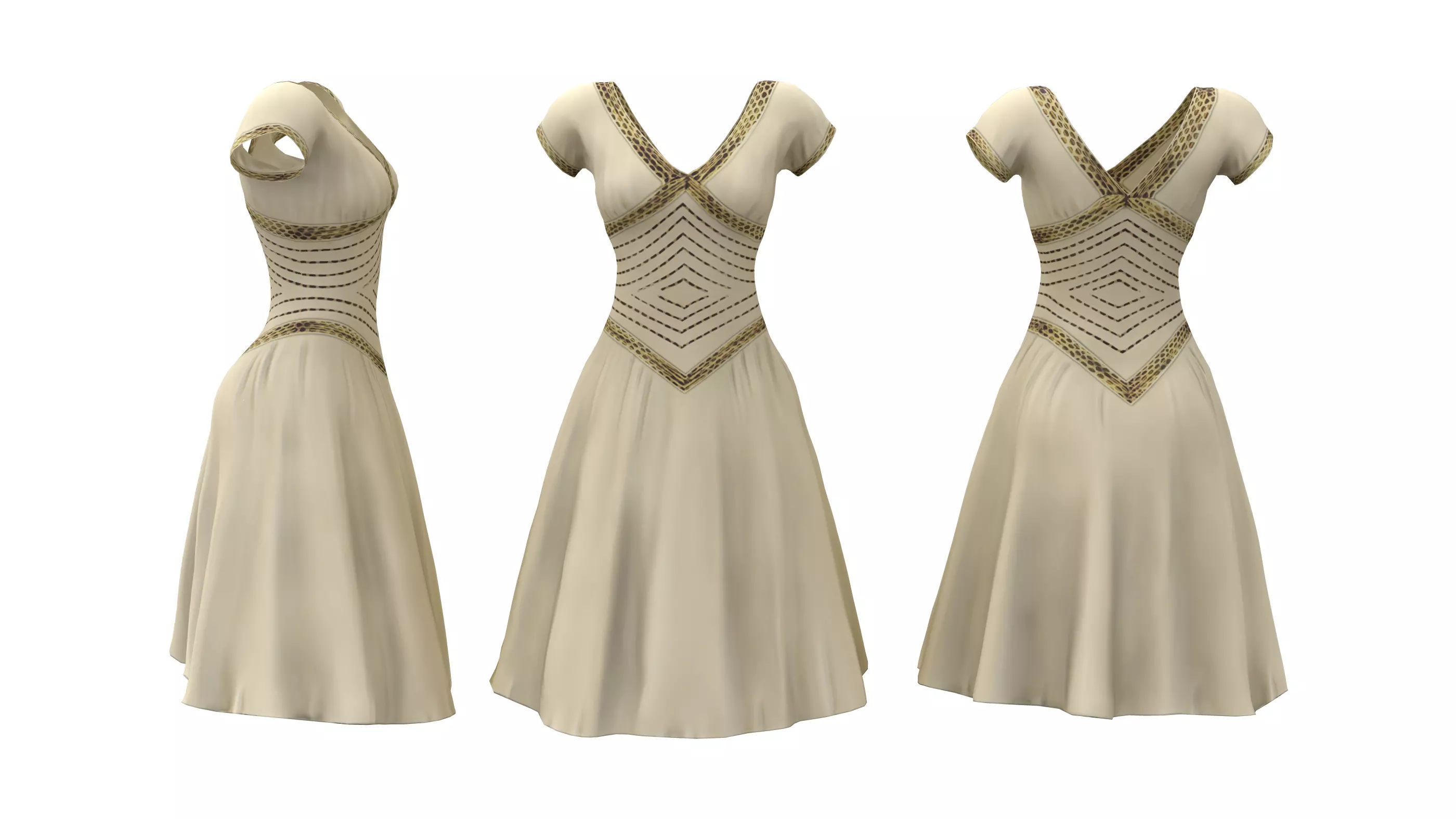 A Line Dart Dress Low-poly 3D model_0