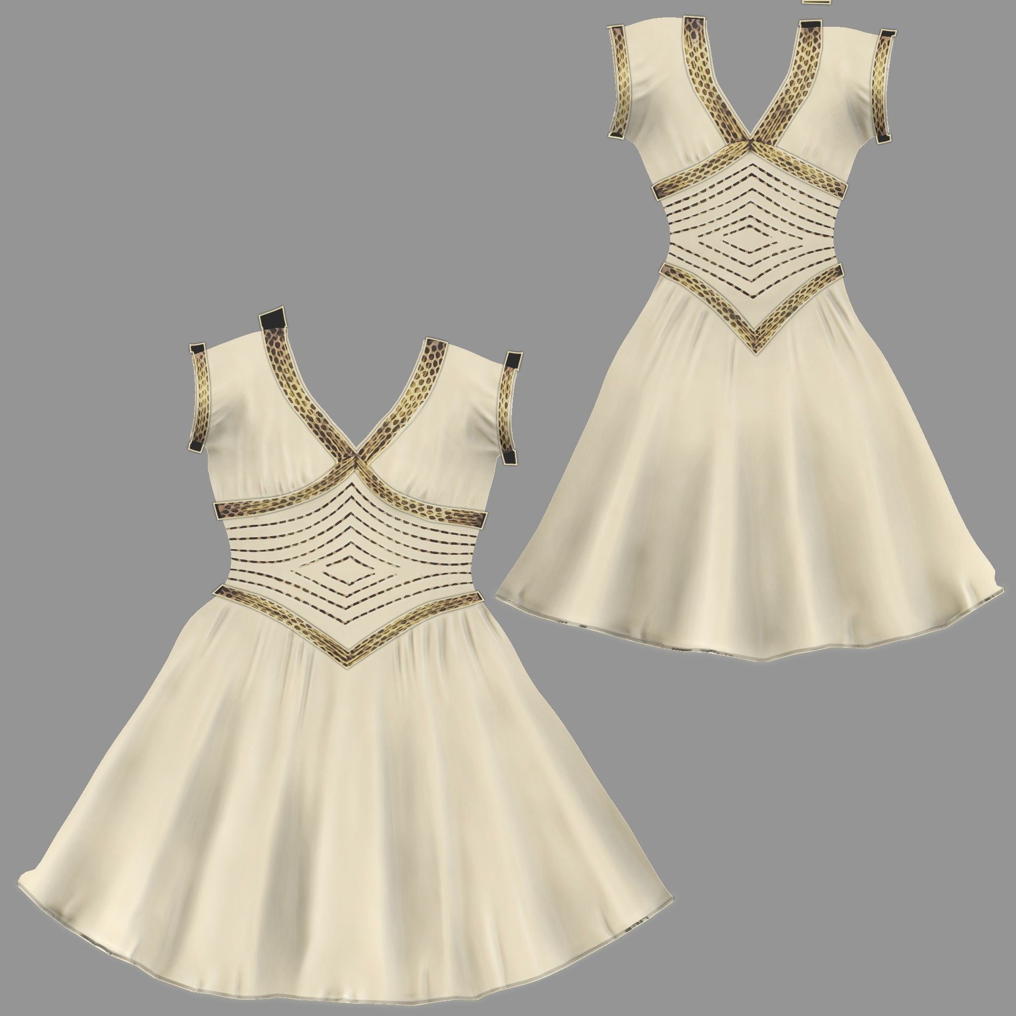 A Line Dart Dress Low-poly 3D model_4