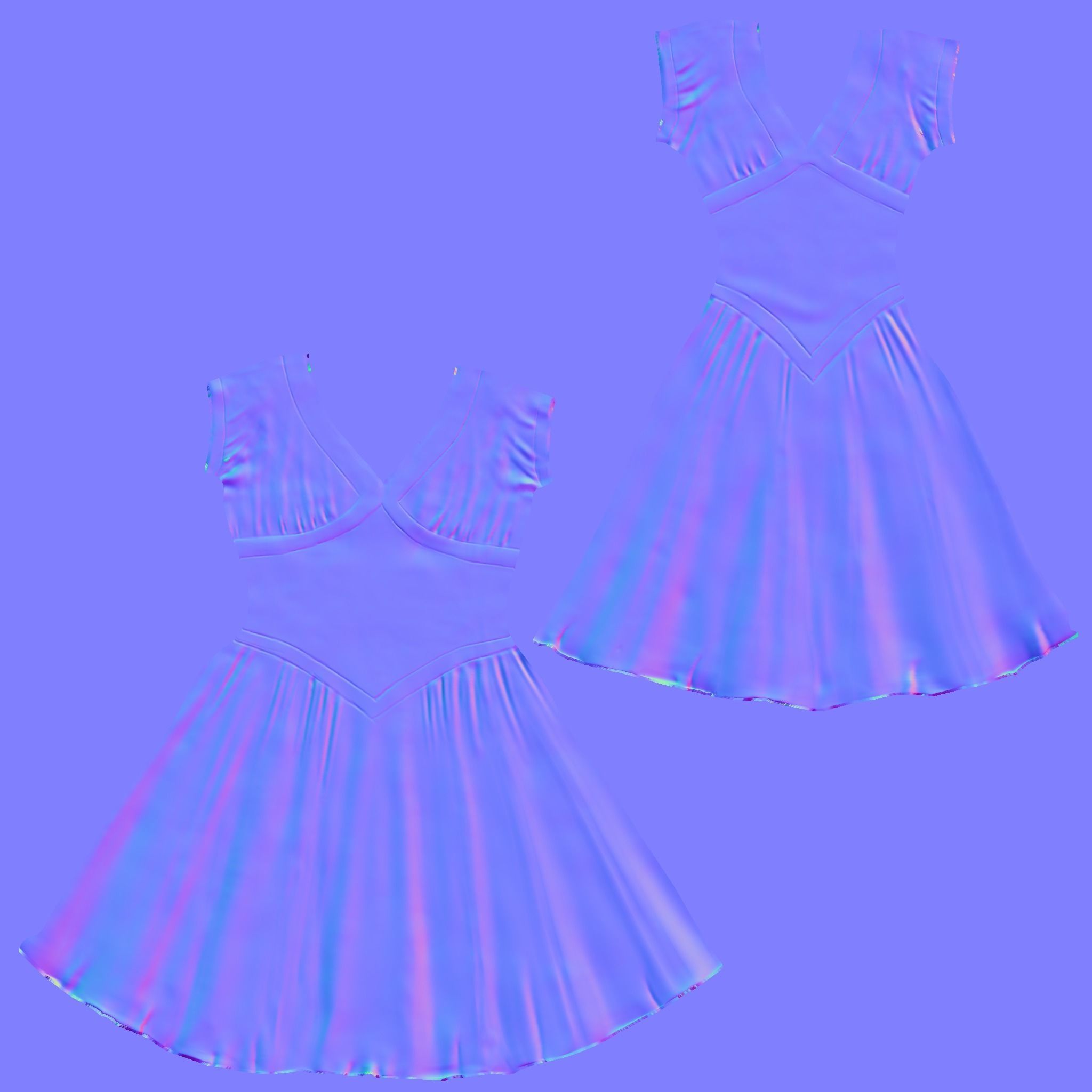 A Line Dart Dress Low-poly 3D model_5