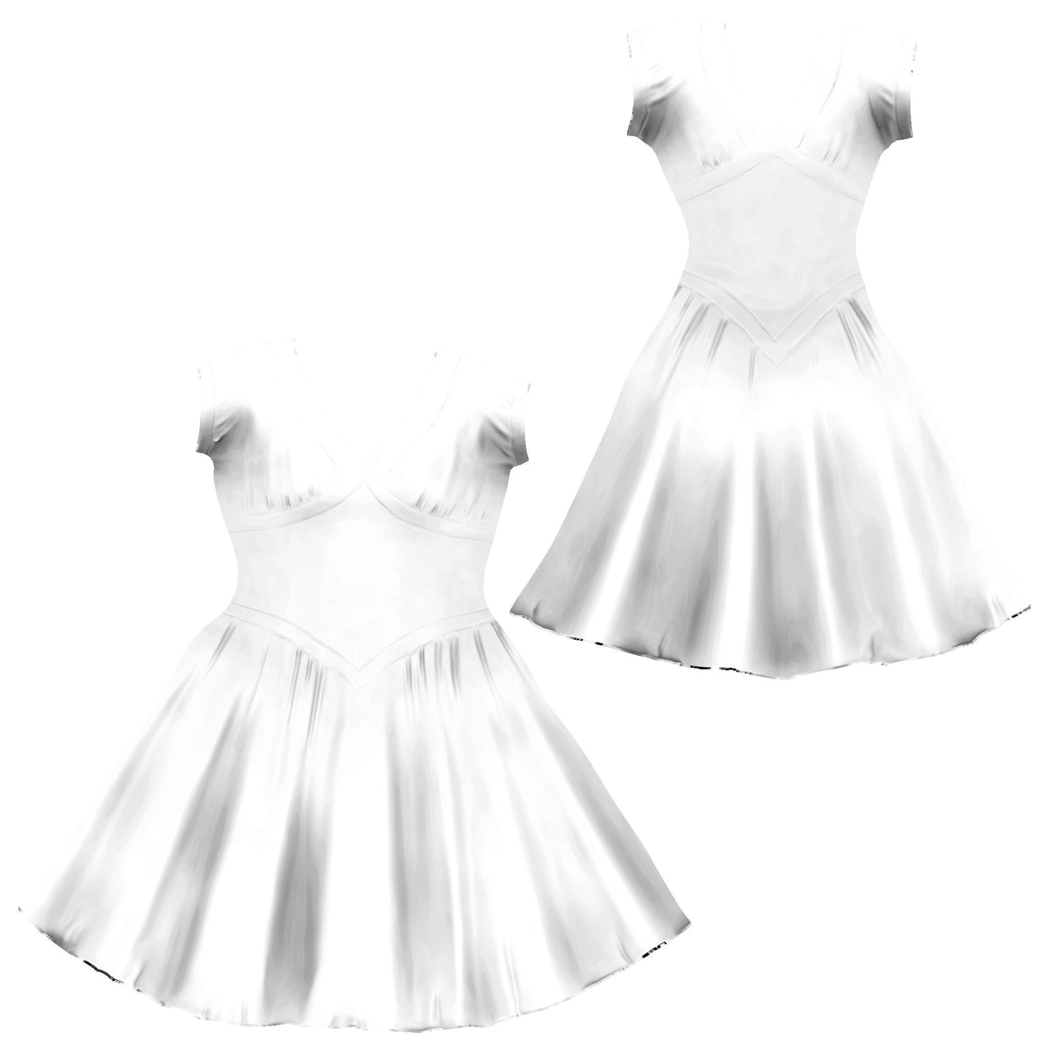 A Line Dart Dress Low-poly 3D model_7