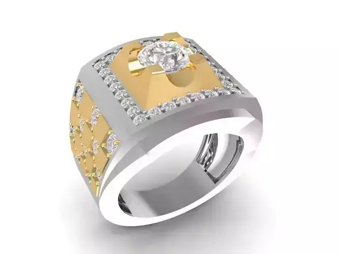 Luxury Square Diamond Ring for Men 636 3D print model