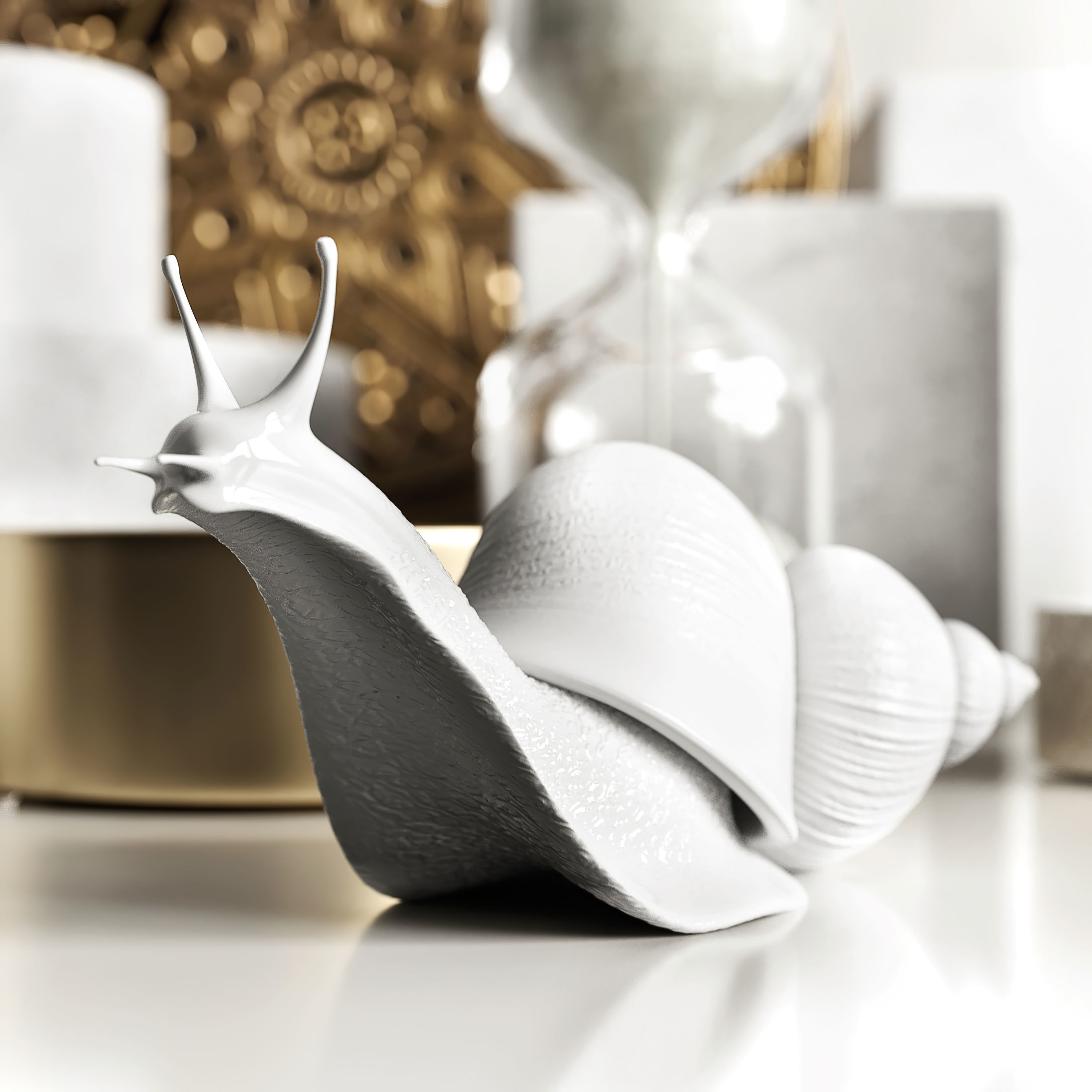 Decorative set in white colors 3D model_3