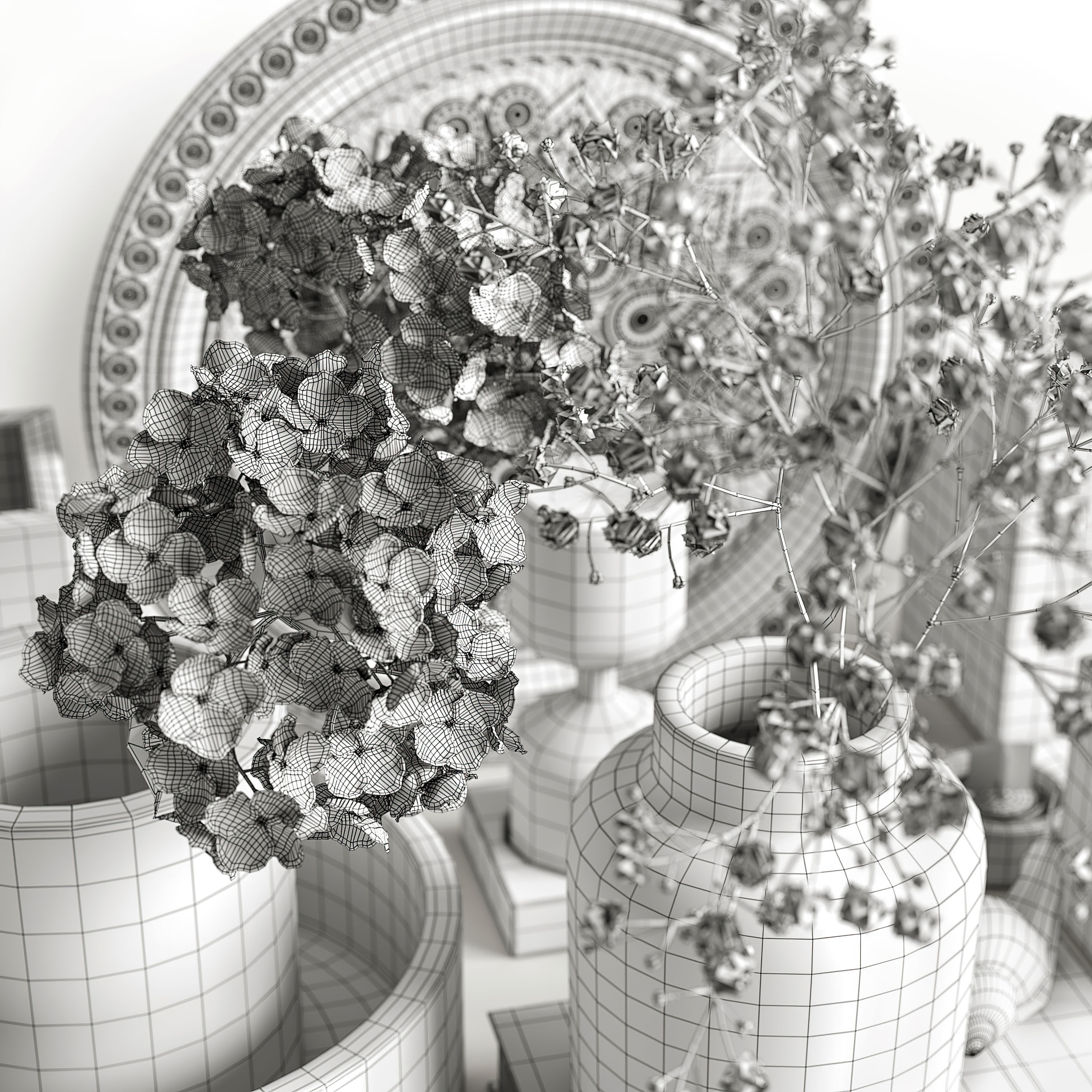 Decorative set in white colors 3D model_4