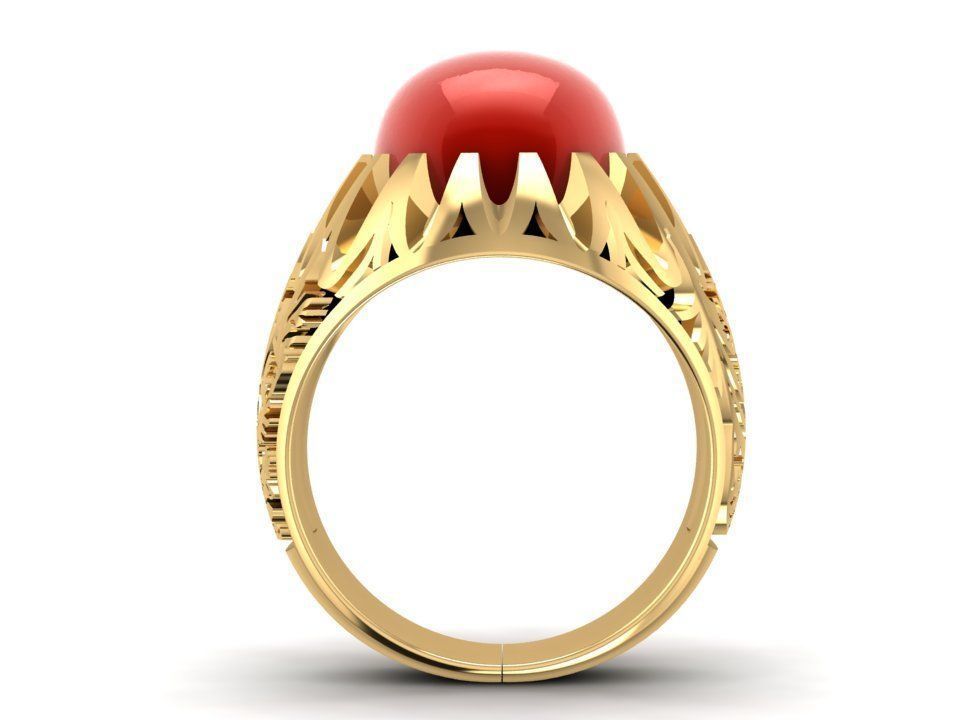 Classic Red Gemstone Gold Ring for Men 640 3D print model_3
