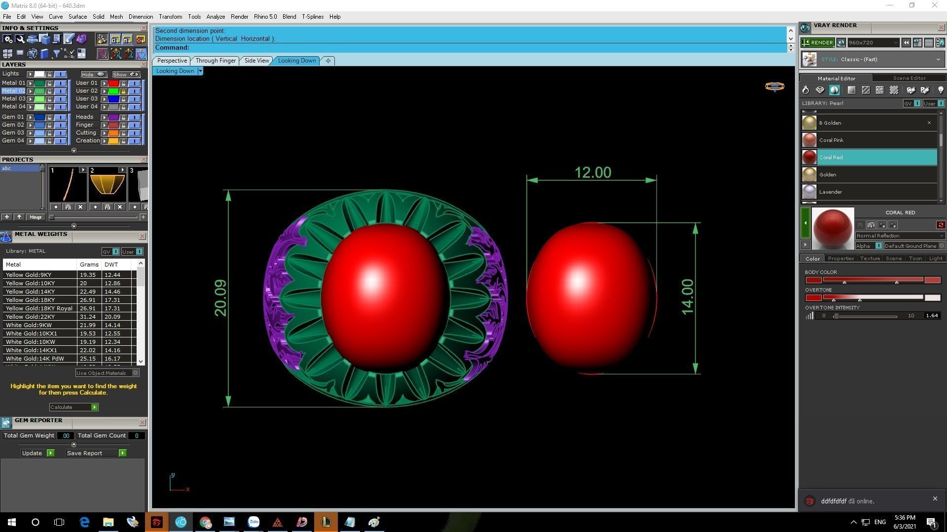 Classic Red Gemstone Gold Ring for Men 640 3D print model_7