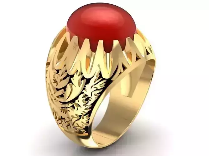 Classic Red Gemstone Gold Ring for Men  640